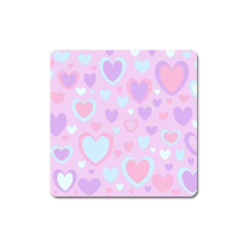 Unicorn Hearts Square Magnet from ArtsNow.com Front