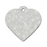 Ash Grey Floral Pattern Dog Tag Heart (One Side)