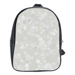 Ash Grey Floral Pattern School Bag (Large)