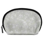 Ash Grey Floral Pattern Accessory Pouch (Large)