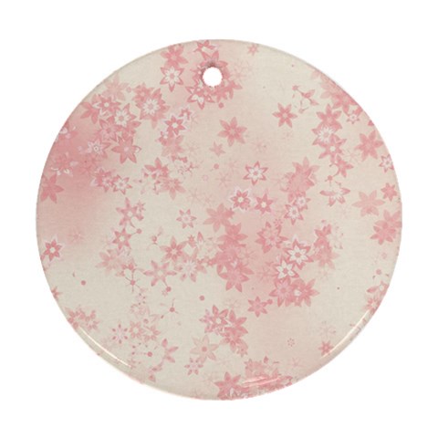 Baby Pink Floral Print Ornament (Round) from ArtsNow.com Front