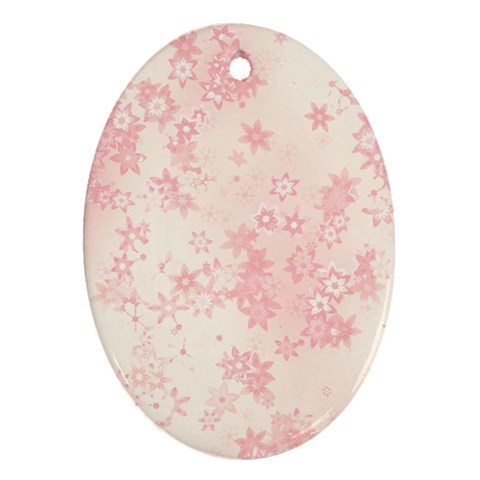 Baby Pink Floral Print Ornament (Oval) from ArtsNow.com Front