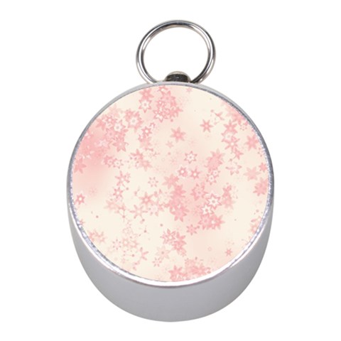 Baby Pink Floral Print Mini Silver Compasses from ArtsNow.com Front