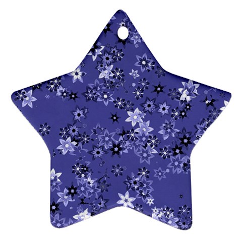 Slate Blue With White Flowers Ornament (Star) from ArtsNow.com Front