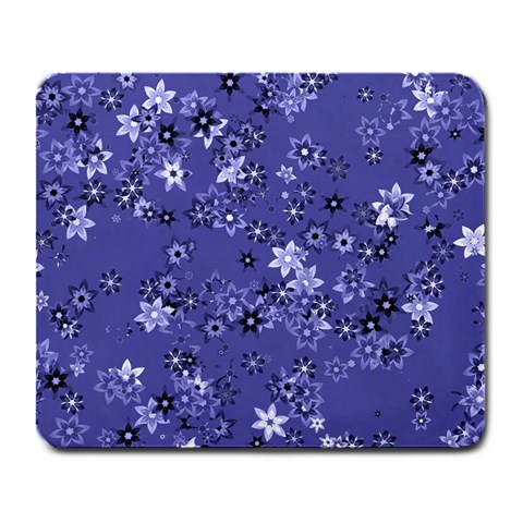Slate Blue With White Flowers Large Mousepads from ArtsNow.com Front