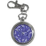 Slate Blue With White Flowers Key Chain Watches