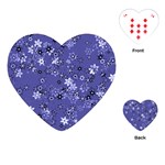 Slate Blue With White Flowers Playing Cards Single Design (Heart)