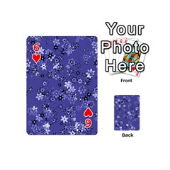 Slate Blue With White Flowers Playing Cards 54 Designs (Mini) from ArtsNow.com Front - Heart6