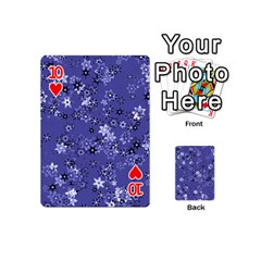 Slate Blue With White Flowers Playing Cards 54 Designs (Mini) from ArtsNow.com Front - Heart10