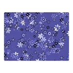 Slate Blue With White Flowers Double Sided Flano Blanket (Mini) 