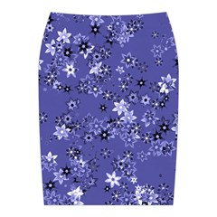 Slate Blue With White Flowers Midi Wrap Pencil Skirt from ArtsNow.com Back