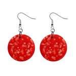 Red and White Flowers Mini Button Earrings