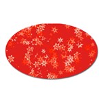 Red and White Flowers Oval Magnet