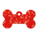 Red and White Flowers Dog Tag Bone (Two Sides)