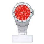 Red and White Flowers Plastic Nurses Watch