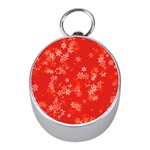 Red and White Flowers Mini Silver Compasses