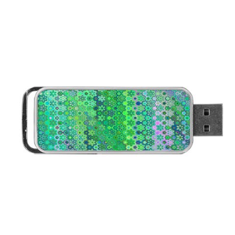 Boho Green Floral Print Portable USB Flash (Two Sides) from ArtsNow.com Front
