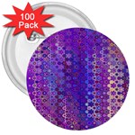 Boho Purple Floral Print 3  Buttons (100 pack) 