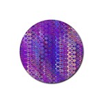 Boho Purple Floral Print Rubber Round Coaster (4 pack) 