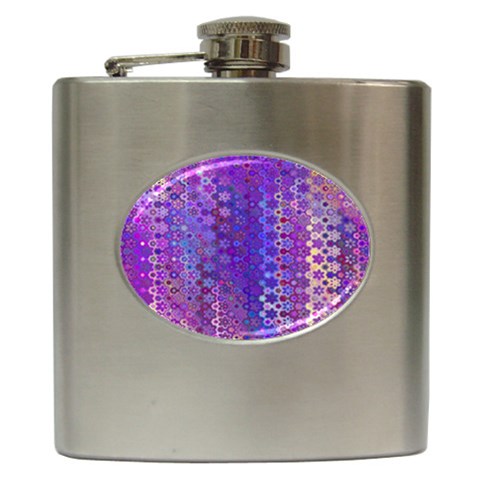 Boho Purple Floral Print Hip Flask (6 oz) from ArtsNow.com Front