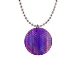 Boho Purple Floral Print 1  Button Necklace