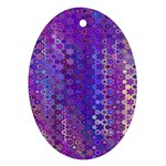 Boho Purple Floral Print Oval Ornament (Two Sides)