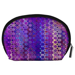 Boho Purple Floral Print Accessory Pouch (Large) from ArtsNow.com Back