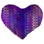 Boho Purple Floral Print Large 19  Premium Flano Heart Shape Cushions
