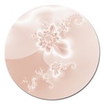 Tan White Floral Print Magnet 5  (Round)