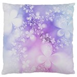 White Purple Floral Print Large Flano Cushion Case (Two Sides)