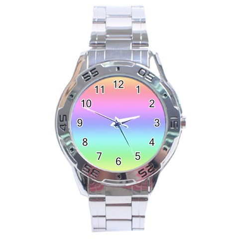 Pastel Rainbow Ombre Gradient Stainless Steel Analogue Watch from ArtsNow.com Front