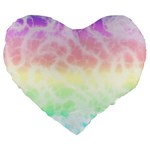 Pastel Rainbow Tie Dye Large 19  Premium Flano Heart Shape Cushions