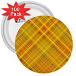 Orange Madras Plaid 3  Buttons (100 pack) 