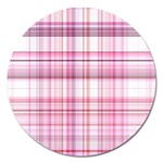 Pink Madras Plaid Magnet 5  (Round)