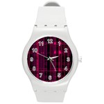 Pink Black Punk Plaid Round Plastic Sport Watch (M)