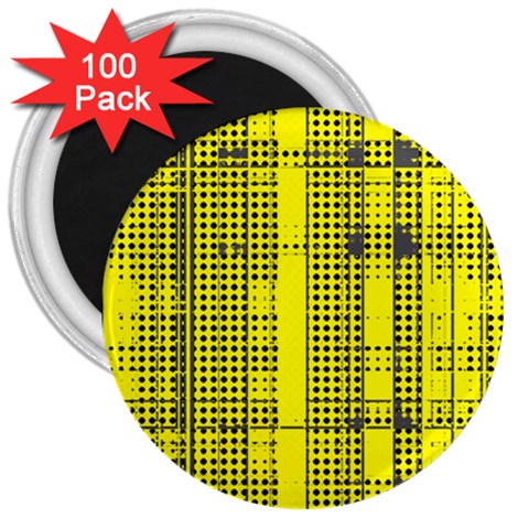 Black Yellow Punk Plaid 3  Magnets (100 pack) from ArtsNow.com Front