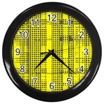 Black Yellow Punk Plaid Wall Clock (Black)