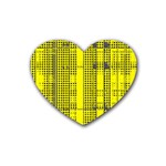 Black Yellow Punk Plaid Rubber Coaster (Heart) 