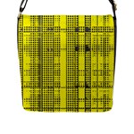 Black Yellow Punk Plaid Flap Closure Messenger Bag (L)