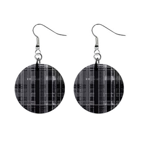 Black Punk Plaid Mini Button Earrings from ArtsNow.com Front