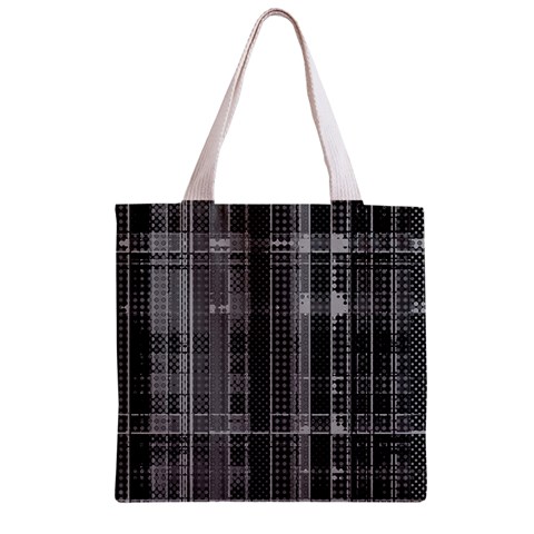 Black Punk Plaid Zipper Grocery Tote Bag from ArtsNow.com Front