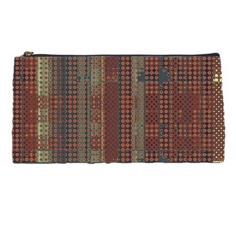 Rust Brown Grunge Plaid Pencil Case from ArtsNow.com Front