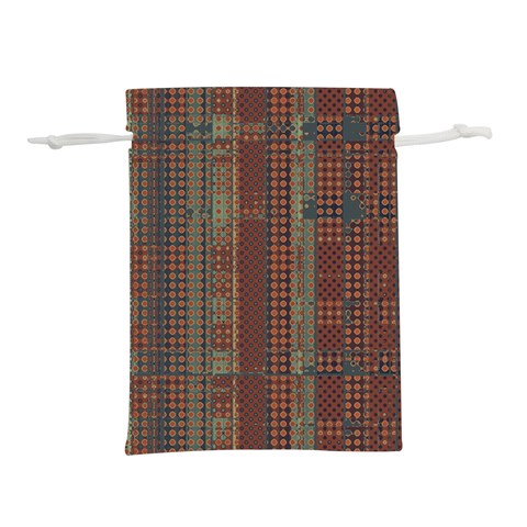 Rust Brown Grunge Plaid Lightweight Drawstring Pouch (M) from ArtsNow.com Front