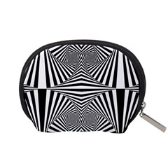 Black and White Stripes Accessory Pouch (Small) from ArtsNow.com Back