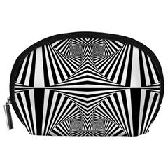 Black and White Stripes Accessory Pouch (Large) from ArtsNow.com Front