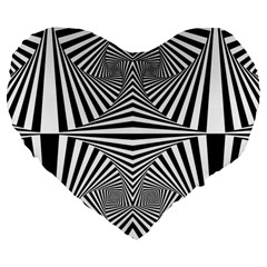 Black and White Stripes Large 19  Premium Flano Heart Shape Cushions from ArtsNow.com Front