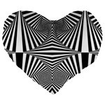 Black and White Stripes Large 19  Premium Flano Heart Shape Cushions