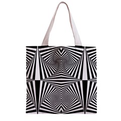 Black and White Stripes Zipper Grocery Tote Bag from ArtsNow.com Back