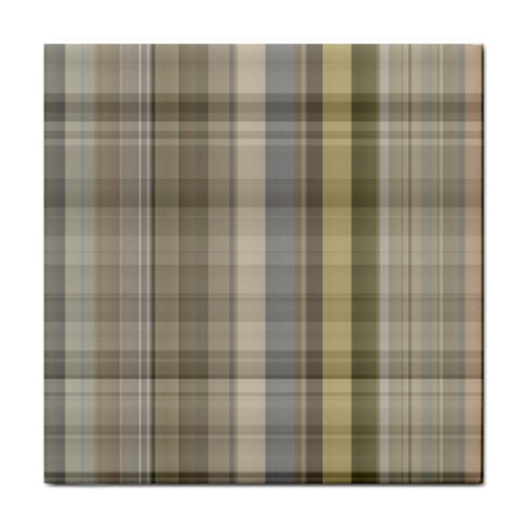 Beige Tan Madras Plaid Tile Coaster from ArtsNow.com Front