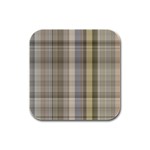 Beige Tan Madras Plaid Rubber Square Coaster (4 pack) 